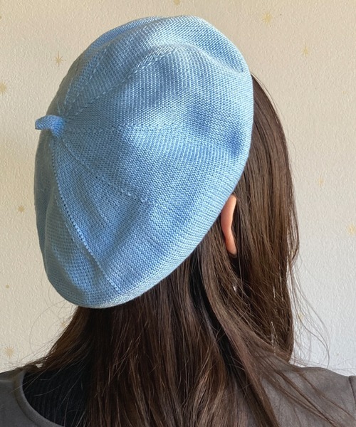 Auntie Rosa（アンティローザ）の「サマーニット カラーベレー帽（ハンチング/ベレー帽・レディース・ブラック/ベージュ/オフホワイト/ブルー・ONE SIZE）」の5枚目の写真