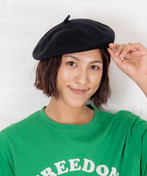 Auntie Rosa（アンティローザ）の「サマーニット カラーベレー帽（ハンチング/ベレー帽・レディース・ブラック/ベージュ/オフホワイト/ブルー・ONE SIZE）」の19枚目の写真