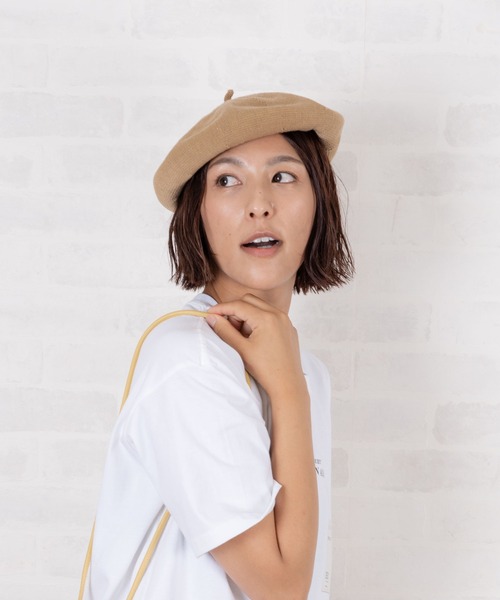 Auntie Rosa（アンティローザ）の「サマーニット カラーベレー帽（ハンチング/ベレー帽・レディース・ブラック/ベージュ/オフホワイト/ブルー・ONE SIZE）」の17枚目の写真