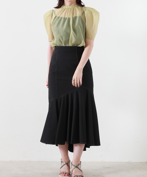 Cheek(チーク)の「インナー付きシアーパワショルブラウス(シャツ/ブラウス・レディース・ブラック/オフホワイト/グリーン系その他・FREE)」の21枚目の写真