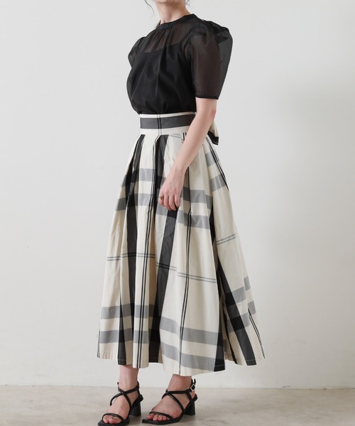Cheek(チーク)の「インナー付きシアーパワショルブラウス(シャツ/ブラウス・レディース・ブラック/オフホワイト/グリーン系その他・FREE)」の18枚目の写真