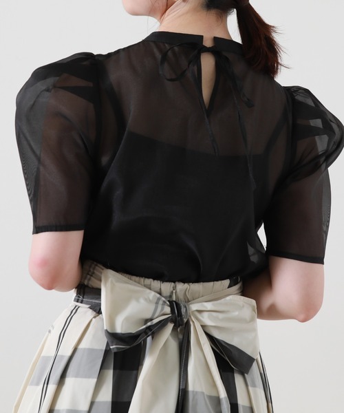 Cheek(チーク)の「インナー付きシアーパワショルブラウス(シャツ/ブラウス・レディース・ブラック/オフホワイト/グリーン系その他・FREE)」の14枚目の写真