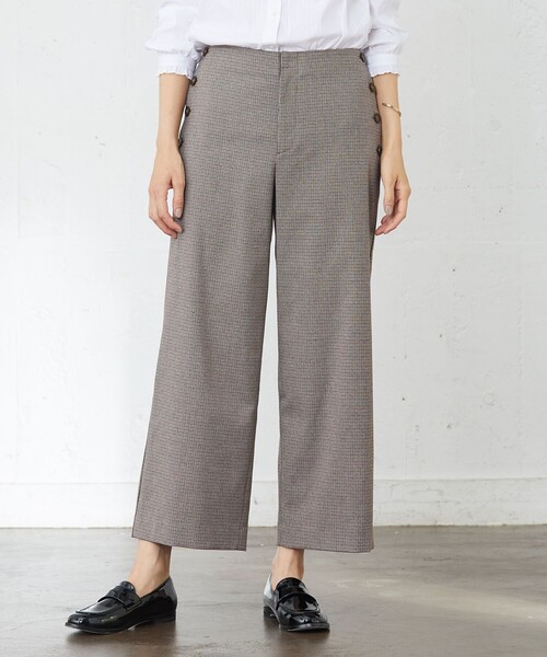 J.PRESS Ladies(J.プレス レディス)の「【洗える】Mixツイードチェック セミワイド パンツ(その他パンツ・レディース・ライトグレー系3/ブラウン系3・S/XS/XXS)」の1枚目の写真