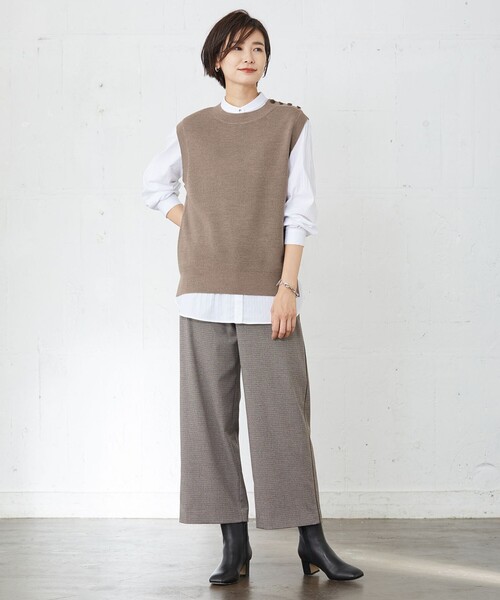 J.PRESS Ladies(J.プレス レディス)の「【洗える】Mixツイードチェック セミワイド パンツ(その他パンツ・レディース・ライトグレー系3/ブラウン系3・S/XS/XXS)」の6枚目の写真