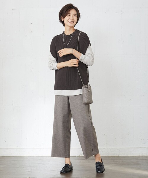 J.PRESS Ladies(J.プレス レディス)の「【洗える】Mixツイードチェック セミワイド パンツ(その他パンツ・レディース・ライトグレー系3/ブラウン系3・S/XS/XXS)」の10枚目の写真