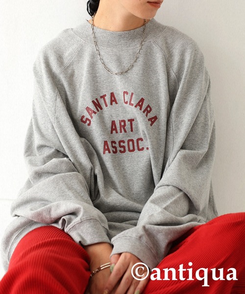 antiqua(アンティカ)の「古着のような愛らしさ。ロゴプリントフライストップス(Tシャツ/カットソー・レディース・チャコールグレー/グリーン/杢グレー・FREE)」の3枚目の写真