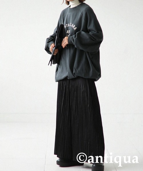 antiqua(アンティカ)の「古着のような愛らしさ。ロゴプリントフライストップス(Tシャツ/カットソー・レディース・チャコールグレー/グリーン/杢グレー・FREE)」の6枚目の写真
