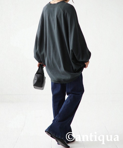 antiqua(アンティカ)の「古着のような愛らしさ。ロゴプリントフライストップス(Tシャツ/カットソー・レディース・チャコールグレー/グリーン/杢グレー・FREE)」の8枚目の写真