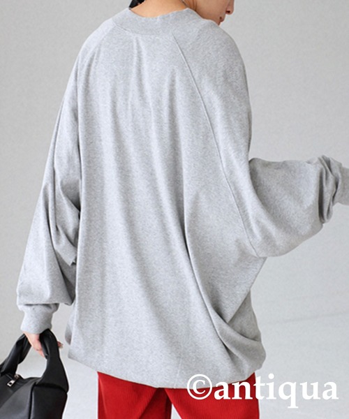 antiqua(アンティカ)の「古着のような愛らしさ。ロゴプリントフライストップス(Tシャツ/カットソー・レディース・チャコールグレー/グリーン/杢グレー・FREE)」の13枚目の写真