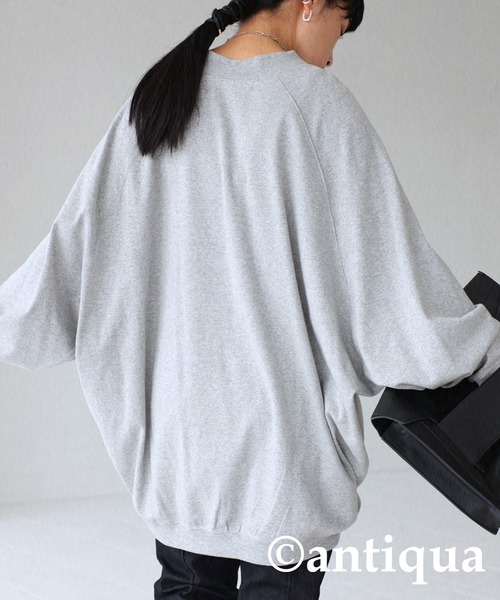 antiqua(アンティカ)の「古着のような愛らしさ。ロゴプリントフライストップス(Tシャツ/カットソー・レディース・チャコールグレー/グリーン/杢グレー・FREE)」の15枚目の写真