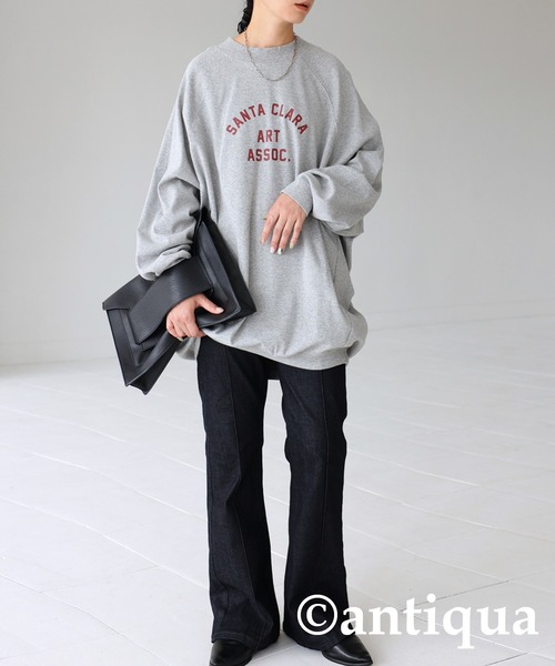 antiqua(アンティカ)の「古着のような愛らしさ。ロゴプリントフライストップス(Tシャツ/カットソー・レディース・チャコールグレー/グリーン/杢グレー・FREE)」の16枚目の写真