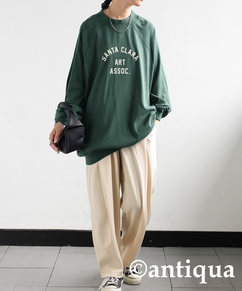 antiqua(アンティカ)の「古着のような愛らしさ。ロゴプリントフライストップス(Tシャツ/カットソー・レディース・チャコールグレー/グリーン/杢グレー・FREE)」の19枚目の写真