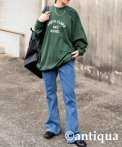 antiqua(アンティカ)の「古着のような愛らしさ。ロゴプリントフライストップス(Tシャツ/カットソー・レディース・チャコールグレー/グリーン/杢グレー・FREE)」の20枚目の写真