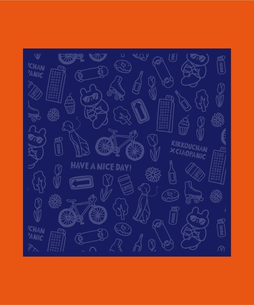 CIAOPANIC（チャオパニック）の「【きっこうちゃん×CIAOPANIC】コラボバンダナ（バンダナ/スカーフ・メンズ・ネイビー/レッド/オレンジ/グリーン・FREE）」の2枚目の写真