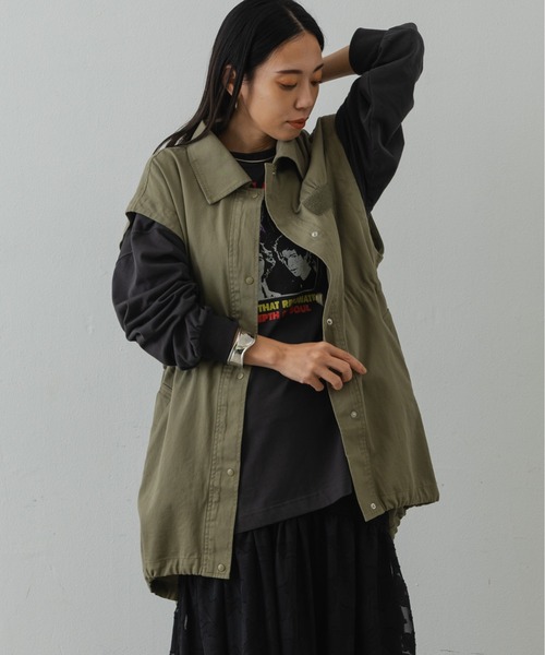 Shelly island（シェリーアイランド）の「2WAYミリタリージャケット/ベスト（ミリタリージャケット・レディース・ブラック/カーキ・M）」の22枚目の写真
