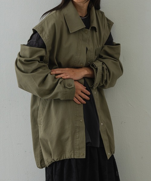 Shelly island（シェリーアイランド）の「2WAYミリタリージャケット/ベスト（ミリタリージャケット・レディース・ブラック/カーキ・M）」の16枚目の写真