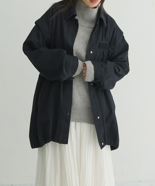 Shelly island（シェリーアイランド）の「2WAYミリタリージャケット/ベスト（ミリタリージャケット・レディース・ブラック/カーキ・M）」の14枚目の写真