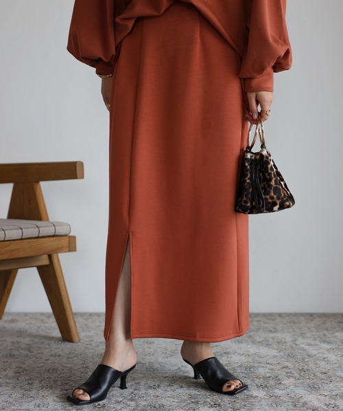 Bonjour Sagan（ボンジュールサガン）の「ストレッチスリットスカート（スカート・レディース・ブラック/ピンク/グレイッシュベージュ/テラコッタ・FREE）」の2枚目の写真