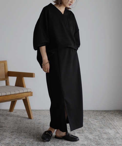 Bonjour Sagan（ボンジュールサガン）の「ストレッチスリットスカート（スカート・レディース・ブラック/ピンク/グレイッシュベージュ/テラコッタ・FREE）」の5枚目の写真