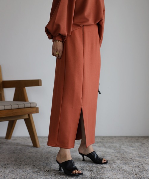 Bonjour Sagan（ボンジュールサガン）の「ストレッチスリットスカート（スカート・レディース・ブラック/ピンク/グレイッシュベージュ/テラコッタ・FREE）」の17枚目の写真