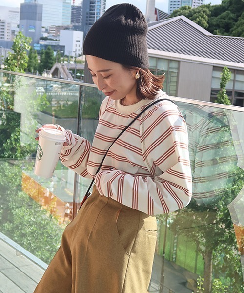 CREDONA（クレドナ）の「マルチボーダーLS（Tシャツ/カットソー・レディース・ピンク/オレンジ/グリーン・FREE）」の3枚目の写真