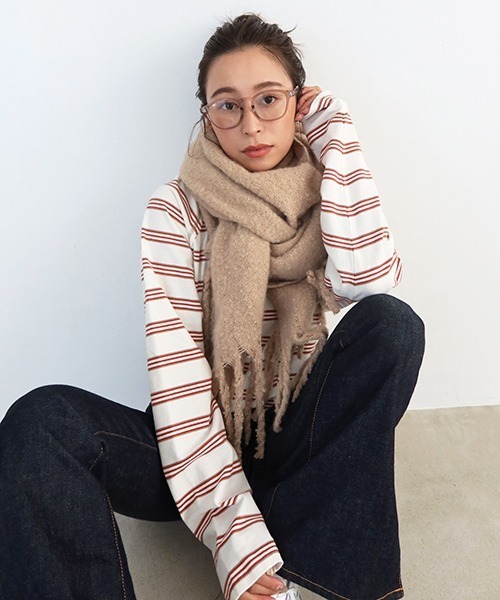 CREDONA（クレドナ）の「マルチボーダーLS（Tシャツ/カットソー・レディース・ピンク/オレンジ/グリーン・FREE）」の7枚目の写真