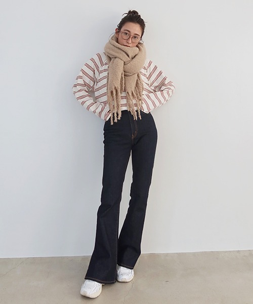 CREDONA（クレドナ）の「マルチボーダーLS（Tシャツ/カットソー・レディース・ピンク/オレンジ/グリーン・FREE）」の8枚目の写真