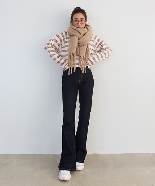 CREDONA（クレドナ）の「マルチボーダーLS（Tシャツ/カットソー・レディース・ピンク/オレンジ/グリーン・FREE）」の9枚目の写真