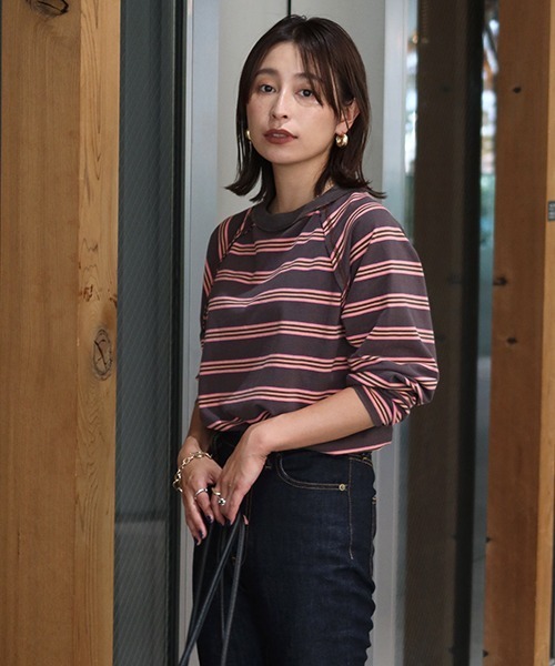 CREDONA（クレドナ）の「マルチボーダーLS（Tシャツ/カットソー・レディース・ピンク/オレンジ/グリーン・FREE）」の10枚目の写真