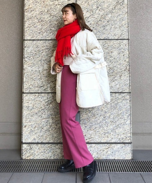 Ray BEAMS（レイビームス）の「Ray BEAMS / ブークレ ビッグ マフラー（マフラー・レディース・ミント/レッド・ONE SIZE）」の16枚目の写真