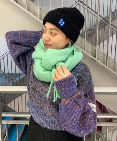 Ray BEAMS（レイビームス）の「Ray BEAMS / ブークレ ビッグ マフラー（マフラー・レディース・ミント/レッド・ONE SIZE）」の17枚目の写真