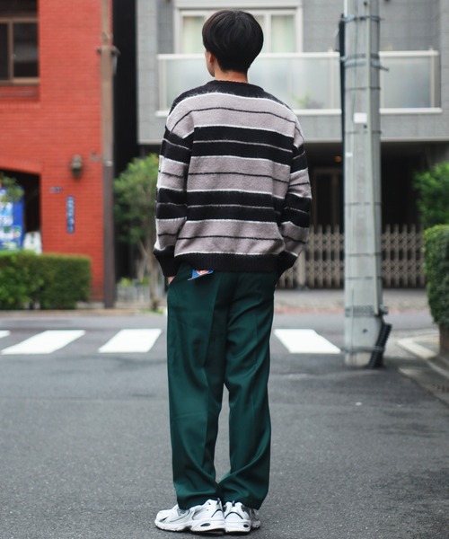 WESTSEA(ウエストシー)の「モヘヤライク起毛 ボーダーオーバーサイズ クルーニット(ニット/セーター・メンズ・ブラック×ブルー/パープル/ブラック/ダークネイビー/モスグリーン/ロイヤルブルー・M/L)」の21枚目の写真