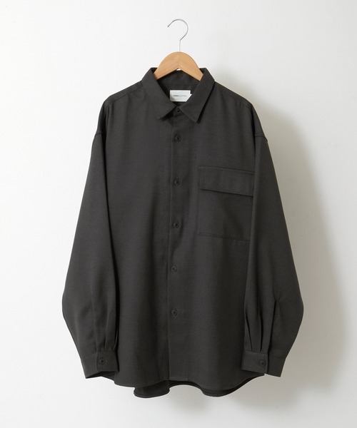 EMMA CLOTHES（エマクローズ）の「TRカルゼ オーバーサイズ フラップポケットシャツジャケット EMMA CLOTHES（シャツ/ブラウス・メンズ・ダークグリーン/キャメル/アイボリー/グレー系・M/L）」の10枚目の写真
