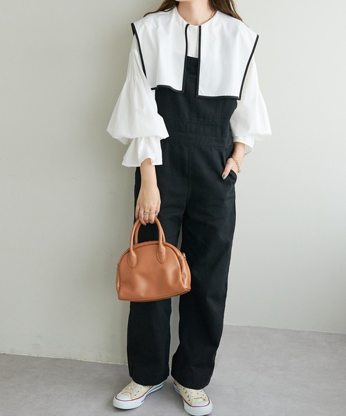 DISCOAT（ディスコート）の「【WEB限定】ビッグカラーパイピングブラウス（シャツ/ブラウス・レディース・ホワイト/ブラック/ブラウン/グレー・FREE）」の12枚目の写真