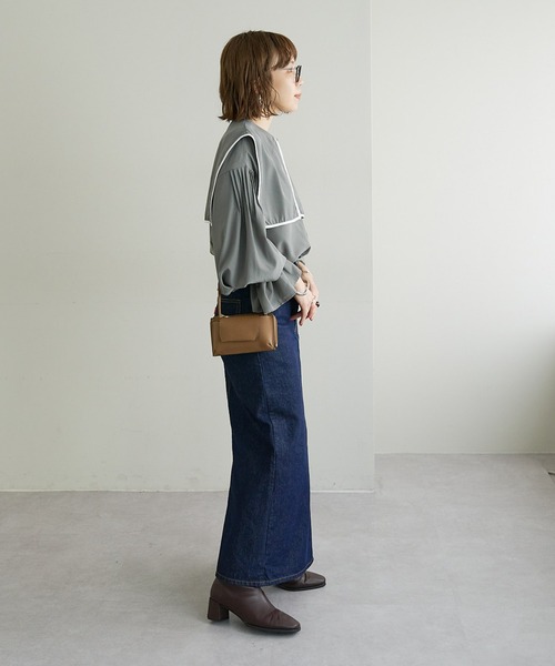 DISCOAT（ディスコート）の「【WEB限定】ビッグカラーパイピングブラウス（シャツ/ブラウス・レディース・ホワイト/ブラック/ブラウン/グレー・FREE）」の20枚目の写真