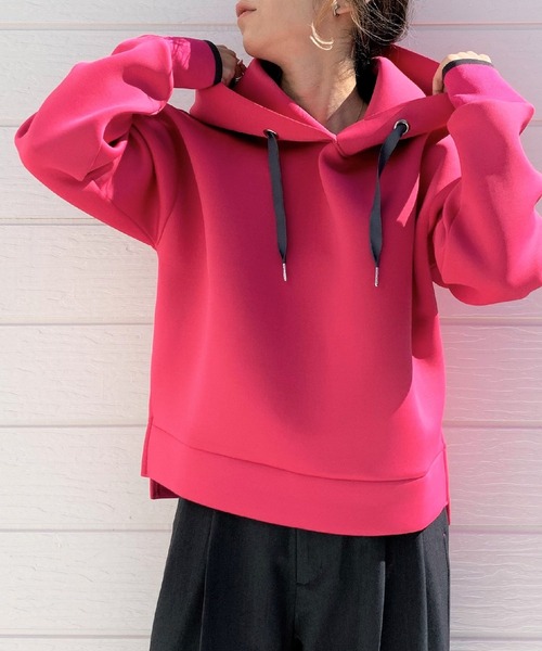 Q（キュー）の「ダンボールフードパーカー（パーカー・レディース・ブラック/ピンク/チャコールグレー/ライトグレー・MEDIUM）」の4枚目の写真