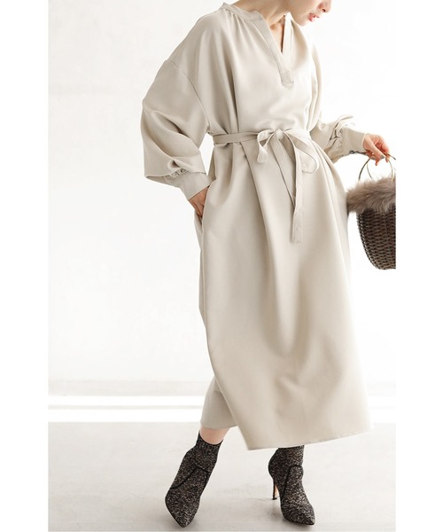 リボンベルト付き シンプルで上品なシルエットミディアムワンピース ワンピース Cawaii カワイイ のファッション通販 Zozotown