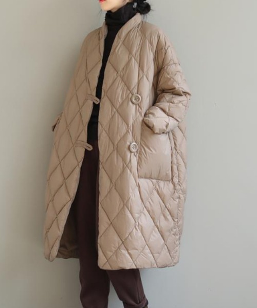 Auntie Rosa(アンティローザ)の「キルティングオーバーコート(ダウンジャケット/コート・レディース・ブラック/ベージュ・LARGE/XX-LARGE/X-LARGE)」の11枚目の写真