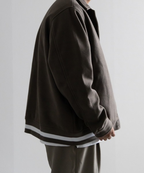 NYLAUS（ナイラス）の「フェイクウール コーチスタジャン コーチジャケット スタジアムジャンパー（スタジャン・メンズ・アイボリー/ブラック/グレイッシュベージュ/グリーン・L/LL/M）」の12枚目の写真