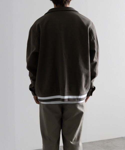 NYLAUS（ナイラス）の「フェイクウール コーチスタジャン コーチジャケット スタジアムジャンパー（スタジャン・メンズ・アイボリー/ブラック/グレイッシュベージュ/グリーン・L/LL/M）」の6枚目の写真