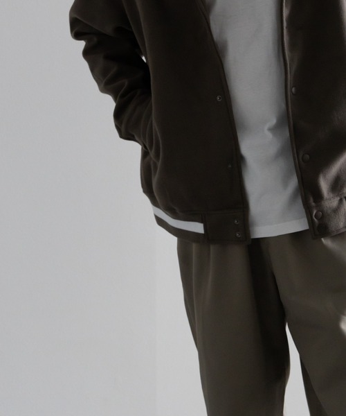 NYLAUS（ナイラス）の「フェイクウール コーチスタジャン コーチジャケット スタジアムジャンパー（スタジャン・メンズ・アイボリー/ブラック/グレイッシュベージュ/グリーン・L/LL/M）」の10枚目の写真