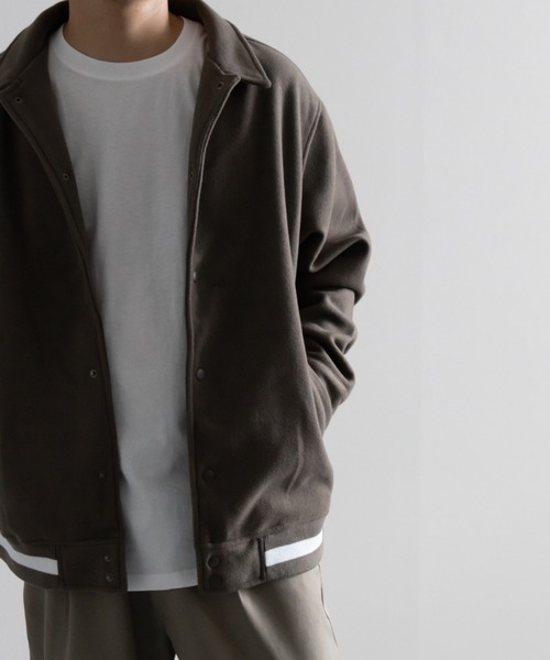 NYLAUS（ナイラス）の「フェイクウール コーチスタジャン コーチジャケット スタジアムジャンパー（スタジャン・メンズ・アイボリー/ブラック/グレイッシュベージュ/グリーン・L/LL/M）」の7枚目の写真