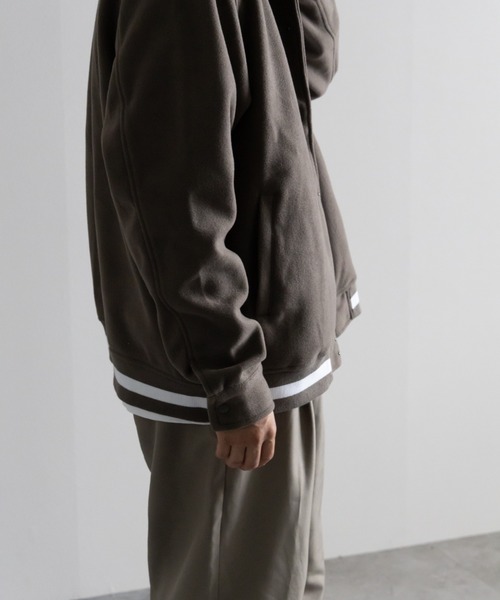 NYLAUS（ナイラス）の「フェイクウール コーチスタジャン コーチジャケット スタジアムジャンパー（スタジャン・メンズ・アイボリー/ブラック/グレイッシュベージュ/グリーン・L/LL/M）」の13枚目の写真