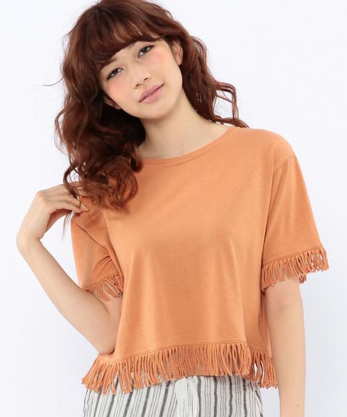 Another Edition（アナザーエディション）の「フリンジTシャツ/AEBC ﾌﾘﾝｼﾞ T◆（Tシャツ/カットソー・レディース・ホワイト/ネイビー/オレンジ/オリーブ・ﾌﾘ-）」の9枚目の写真