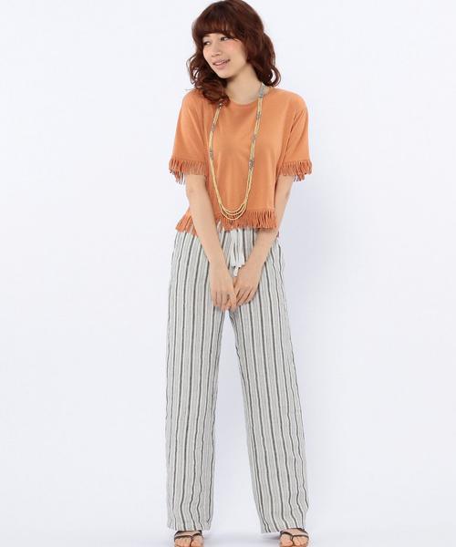 Another Edition（アナザーエディション）の「フリンジTシャツ/AEBC ﾌﾘﾝｼﾞ T◆（Tシャツ/カットソー・レディース・ホワイト/ネイビー/オレンジ/オリーブ・ﾌﾘ-）」の16枚目の写真