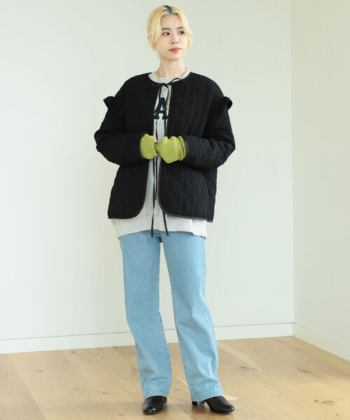 BeAMS DOT（ビームスドット）の「【WEB限定】BeAMS DOT / リボン キルティング ブルゾン（ブルゾン・レディース・ホワイト系その他5/ブラック・FREE）」の8枚目の写真