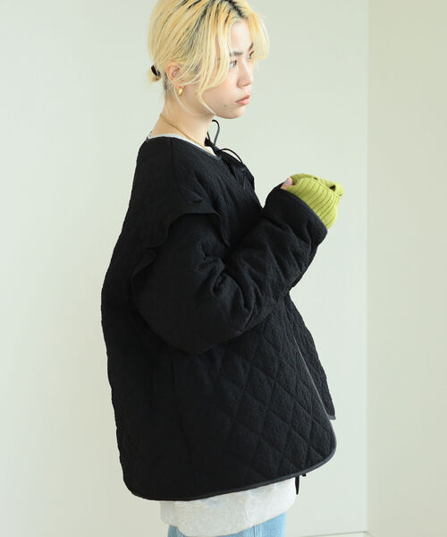 BeAMS DOT（ビームスドット）の「【WEB限定】BeAMS DOT / リボン キルティング ブルゾン（ブルゾン・レディース・ホワイト系その他5/ブラック・FREE）」の10枚目の写真