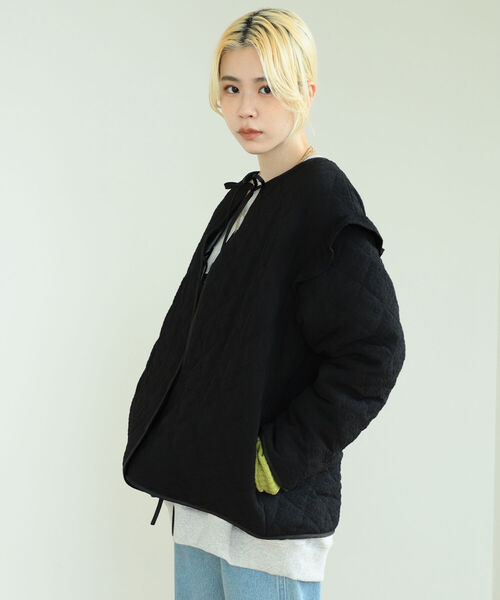 BeAMS DOT（ビームスドット）の「【WEB限定】BeAMS DOT / リボン キルティング ブルゾン（ブルゾン・レディース・ホワイト系その他5/ブラック・FREE）」の11枚目の写真