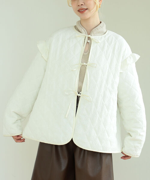 BeAMS DOT（ビームスドット）の「【WEB限定】BeAMS DOT / リボン キルティング ブルゾン（ブルゾン・レディース・ホワイト系その他5/ブラック・FREE）」の14枚目の写真