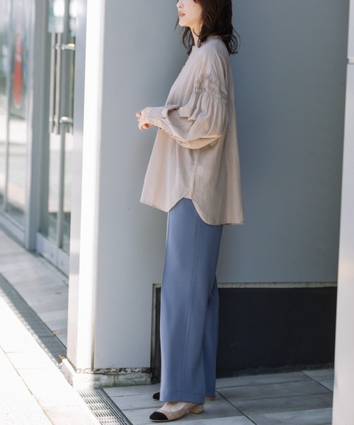 Munich(ミューニック)の「コットンビスコースボイルタックギャザーブラウス(シャツ/ブラウス・レディース・パープル/ブラック/ホワイト/グレイッシュベージュ・FREE)」の16枚目の写真